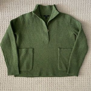 JCrew | Green Lab Wool Vneck Sweater